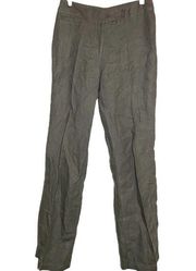 Eileen Fisher Linen Trousers Pants Button Closure Straight Leg Gray 4