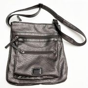 Rosetti Silver Gray Organizer Crossbody Shoulder Bag Purse