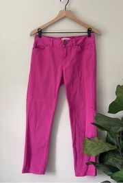 Vineyard Vines Hot Pink Jeans Barbiecore Denim Cotton Stretch Spandex Button Zip