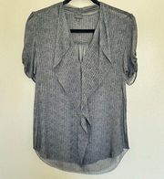 NWOT Aritzia T.  Tinsley 100% Silk Blouse Grey Black Pattern Size XS