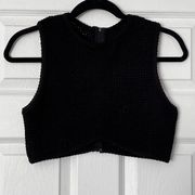 Back Zip Sleeveless Waffle-Knit Crop Top - Size UNKNOWN