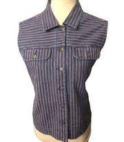 Vintage Crazy Horse Liz Claiborne Blue Denim Vest Size XLP