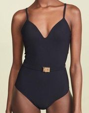 Tory Burch Black T Belt One Piece Swimsuit Size XS NWT