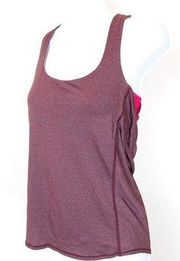 Lululemon  Mauve Yoga Tank w/Hot Pink Built-In Bra XS