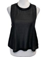 Carbon38 High-Neck Sheer Crop Layering Tank Top Mesh Black size Small