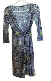 APT. 9 Womens Size XS Multicolor Floral Abstract Print Surplice Faux Wrap Dress