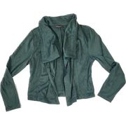 Romeo & Juliet Couture | Green Faux Suede Waterfall Front Jacket | Large