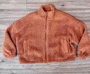 Urban Outfitters Women's Orange Stand-Up Collar Full Zip Teddy Jacket Size Small