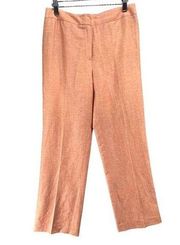 Lafayette 148 NY Pants Womens 4 Orange Linen Virgin Wool Wide Leg Career Modern