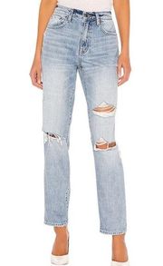 Pistola Presley Straight Leg High Rise Light Wash Distressed Jeans 26 Primetime