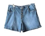 Vintage button fly LA Blues denim wide leg shorts. Size 18 W.