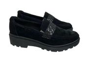 Clarks Calla Ease Loafer in Black Suede 9.5 Wide