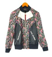 1941 Silk Reglan Framed Varsity Black Pink Floral Women's Coat Jacket.