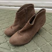 Francesca’s Taupe Heeled Booties