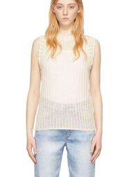 NWT Rag & Bone Top Open Cable Knit Ivory Cotton Crewneck Sleeveless Blouse M