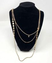 Melrose and market Faux Gold Circle Chain Layered Textured Boho Chic Necklace