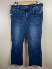 Kut from the Kloth Kelsey High Rise Ankle Flare Jeans Size 10 Frayed Hem Blue