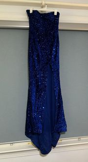 royal blue slip prom dress w sequins 