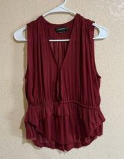 Isabel Marant Damen brick red satin lightweight peplum sleeveless blouse 38/M