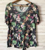 NWOT Boutique Mesh Hawaiian Floral Top 1x