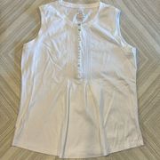 LL Bean Women’s White Half Button Down Tank Top