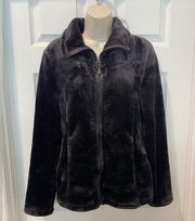 Womens Medium Faux Fur Deep Purple Jacket