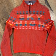 Urban Outfitters Red Sky High Cropped Sweater Retro Rainbow Size XS