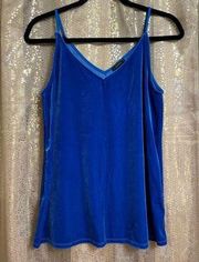 Halogen blue velvet tanktop, size XS, EUC