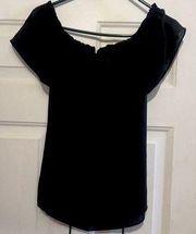 Naked Zebra Black Sleeveless Off Shoulder Black Blouse, Size Medium