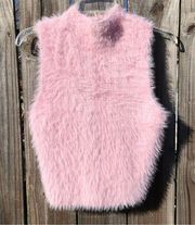 Zara FUZZY Fluffy KNIT TANK Vest Lavender Rose