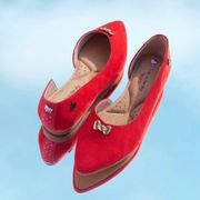 Loly in the Sky x Hello Kitty Red Suede Loafer Flats Size 5 NEW