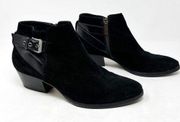 [Aquatalia] Black Farin Weatherproof Suede Ankle Boots Buckle Booties Size 8.5