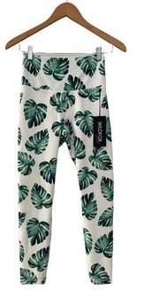 Wildfox Sweat Womens Tropical Banana Leaves Leggings Pants White Green S Small