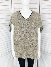 Nine West Sydney Fuzzy Eyelash Tunic Sweater Taupe Medium