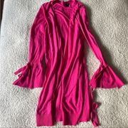 Halogen Hot Pink Flounce Sleeve Tie Side Wrap Dress