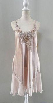 Linea Donatella Blush Pink Bridal Style Lace Chemise Nightgown size medium