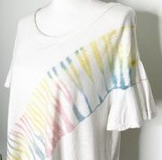 True Craft Multicolor Pastel Tie Dye Flutter Short Sleeve Tee Large