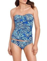 NWT Lauren Ralph Lauren Swim Blue Bandana Paisley Ring Hipster Bikini Bottom, 16