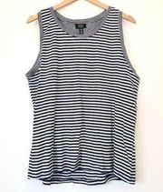 NEW NWT JONES NEW YORK JNY Navy White 100% Cotton Stripe Sleeveless Tank Top XL