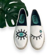 Leni Embroidered Wink Eye Espadrille Flats