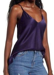 Socialite Satin Cami Tank Top XS Womens V-Neck Navy Blue Summer Spring Cocktail