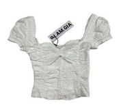 I am gia I.AM.GIA Bustier Short Sleeve Top in White