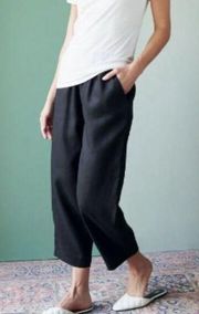 Flax Wide Leg High Waist Cropped Linen Pants