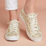 ANTHROPOLOGIE Keds x Rifle Paper Co. Gold Print Sneakers FLORAL SIZE 7.5