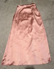 Lush Silk Pink Midi Skirt 