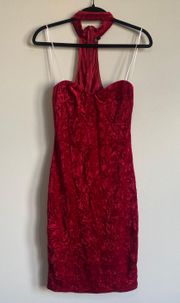 Strapless Crushed Velvet Choker Dress
