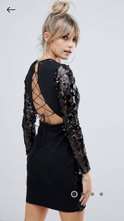Boohoo Black Sequin Mini Dress