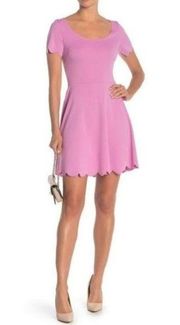 Vanity Room Scalloped Fit & Flare Dress Pink