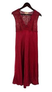 Oscar De La Renta Red Vintage Lace Satin Nightgown XL