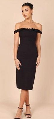 Petal & Pup Florez Black Off the Shoulder Ruffle Midi Dress 6